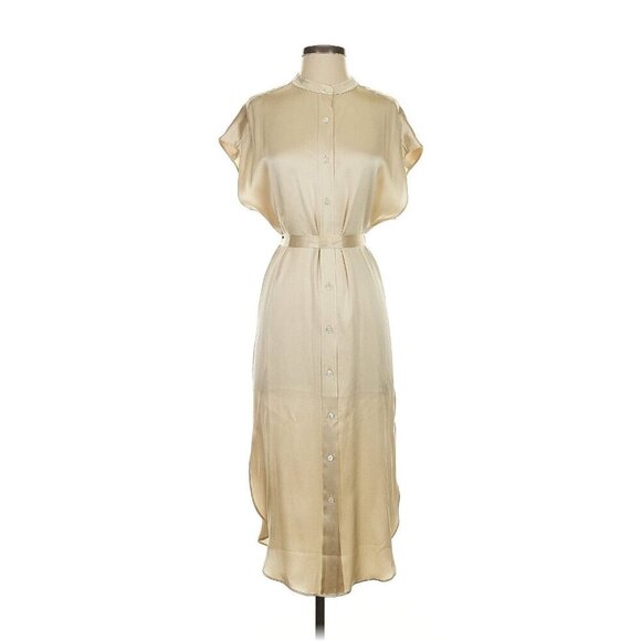 NWT Banana Republic Serenade Silk Shirtdress in Beige Belted Shirt Dress S $250 - Picture 1 of 9